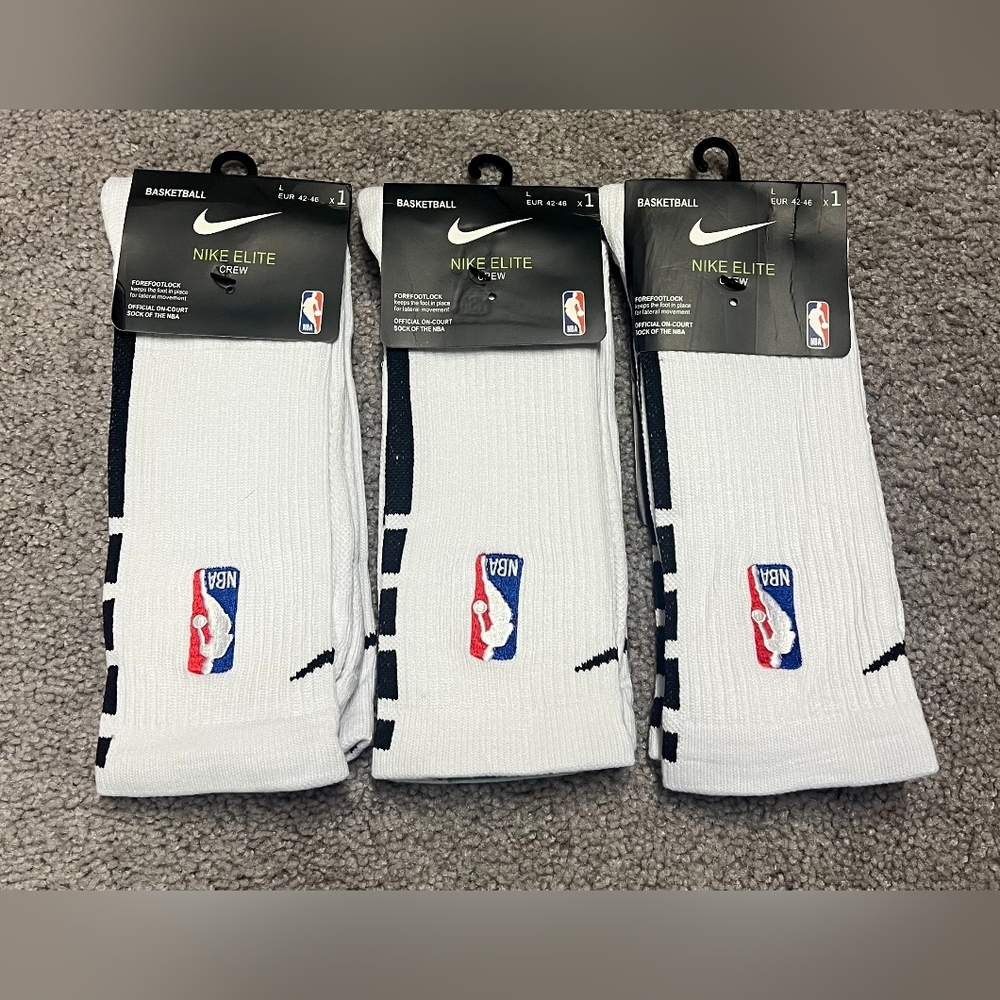 NEW! Nike Elite NBA Dri-FIT Basketball Crew SocksMen’s Size Large 3 Pair Bundle